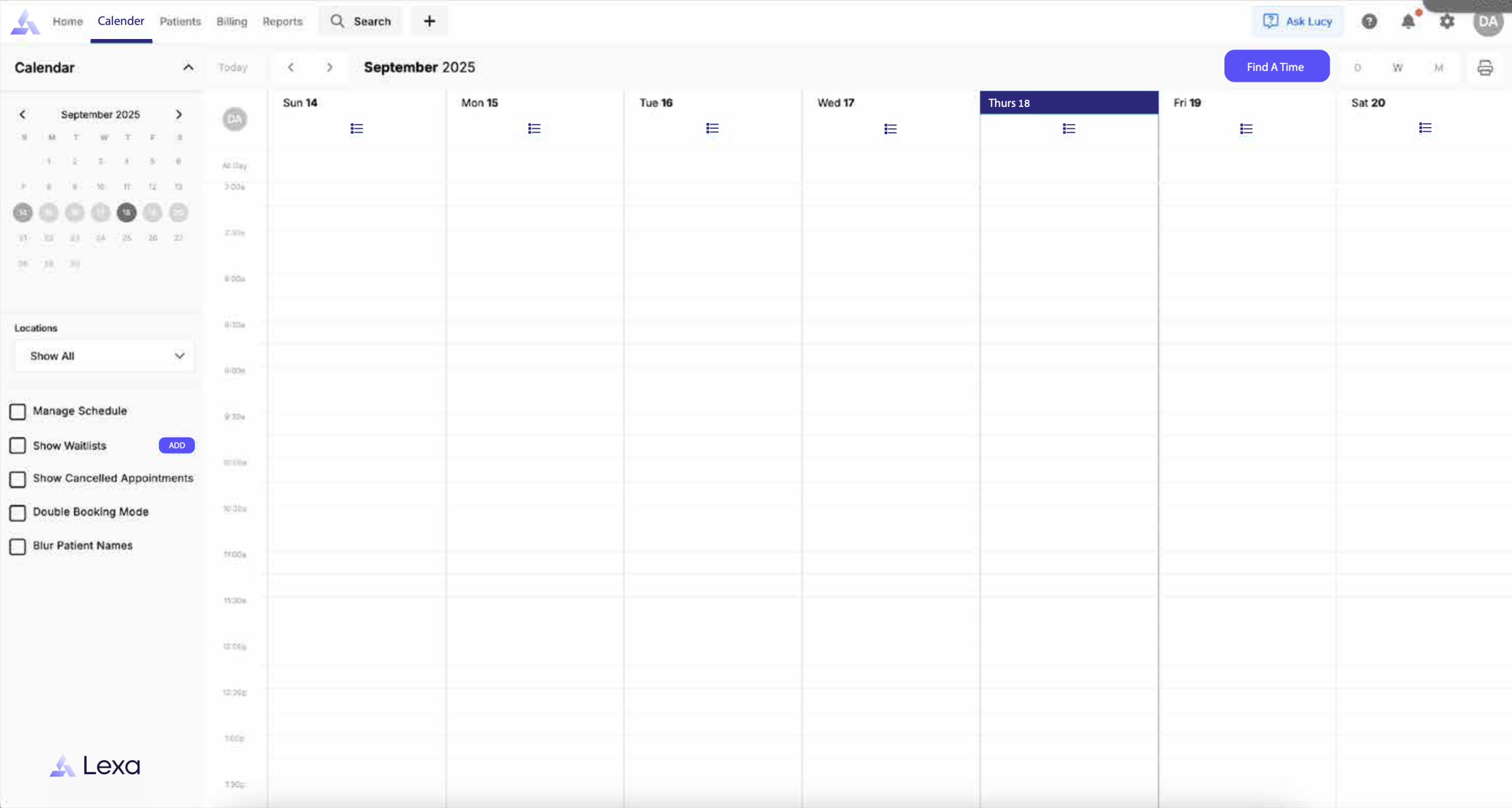 Lexa clinic management portal interface preview